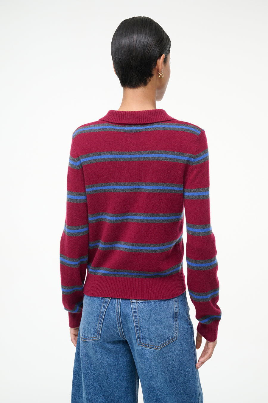 GEMMA CASHMERE SWEATER IN CRIMSON STRIPE