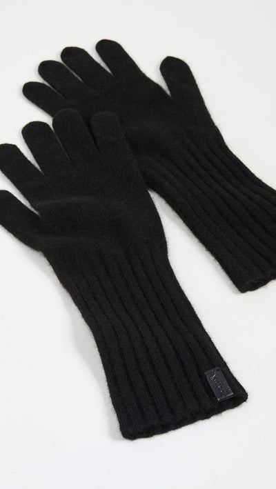 BOILED CASHMERE KNIT GLOVE IN BLACK - Romi Boutique
