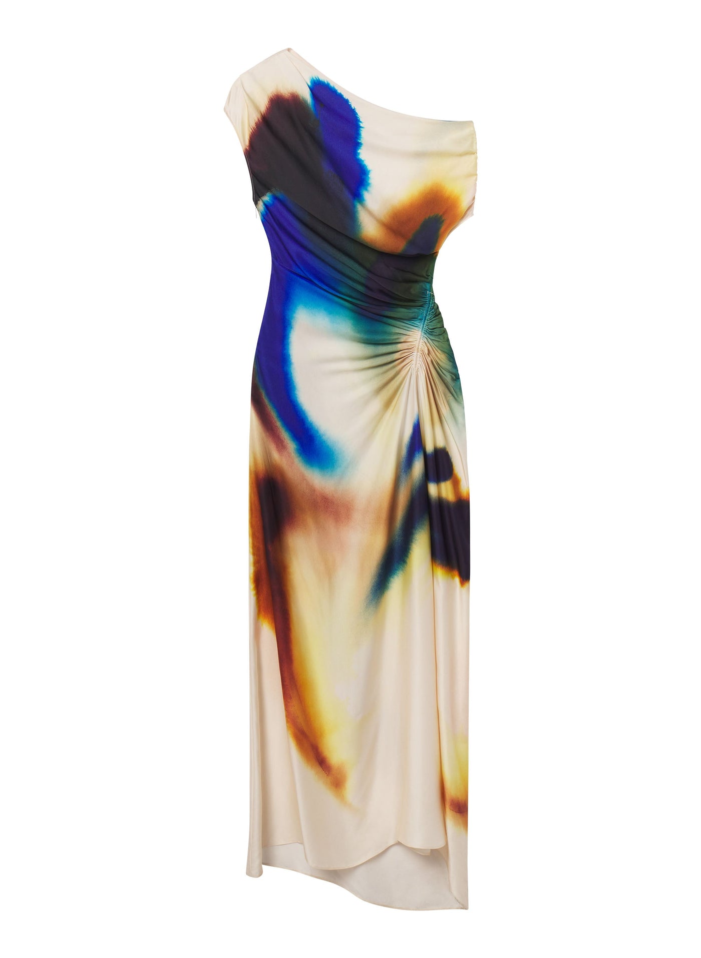 PENNY SATIN MIDI DRESS IN LAPIS MULTI - Romi Boutique