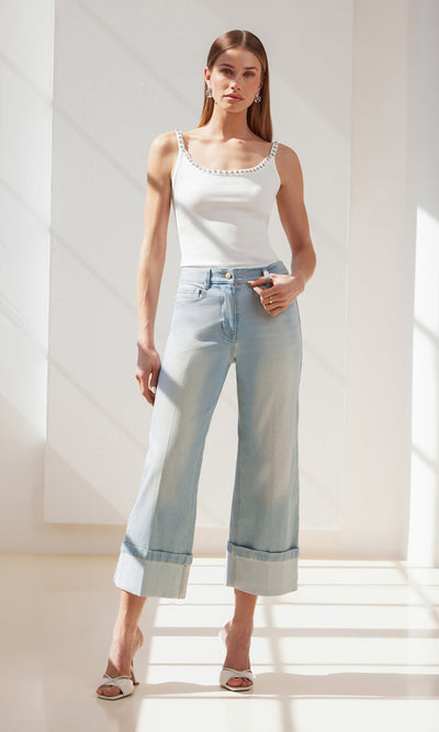 IRIS CRYSTAL TANK TOP IN WHITE - Romi Boutique