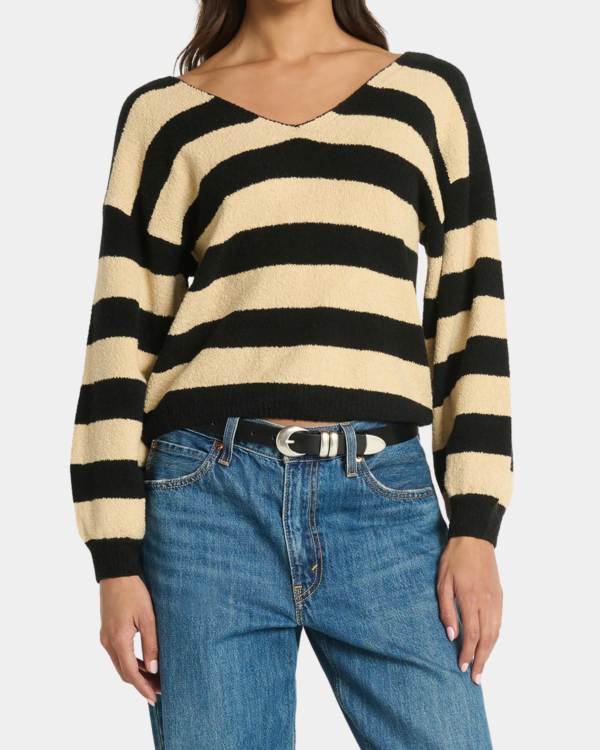 Carmine Pullover In Butterscotch Stripe