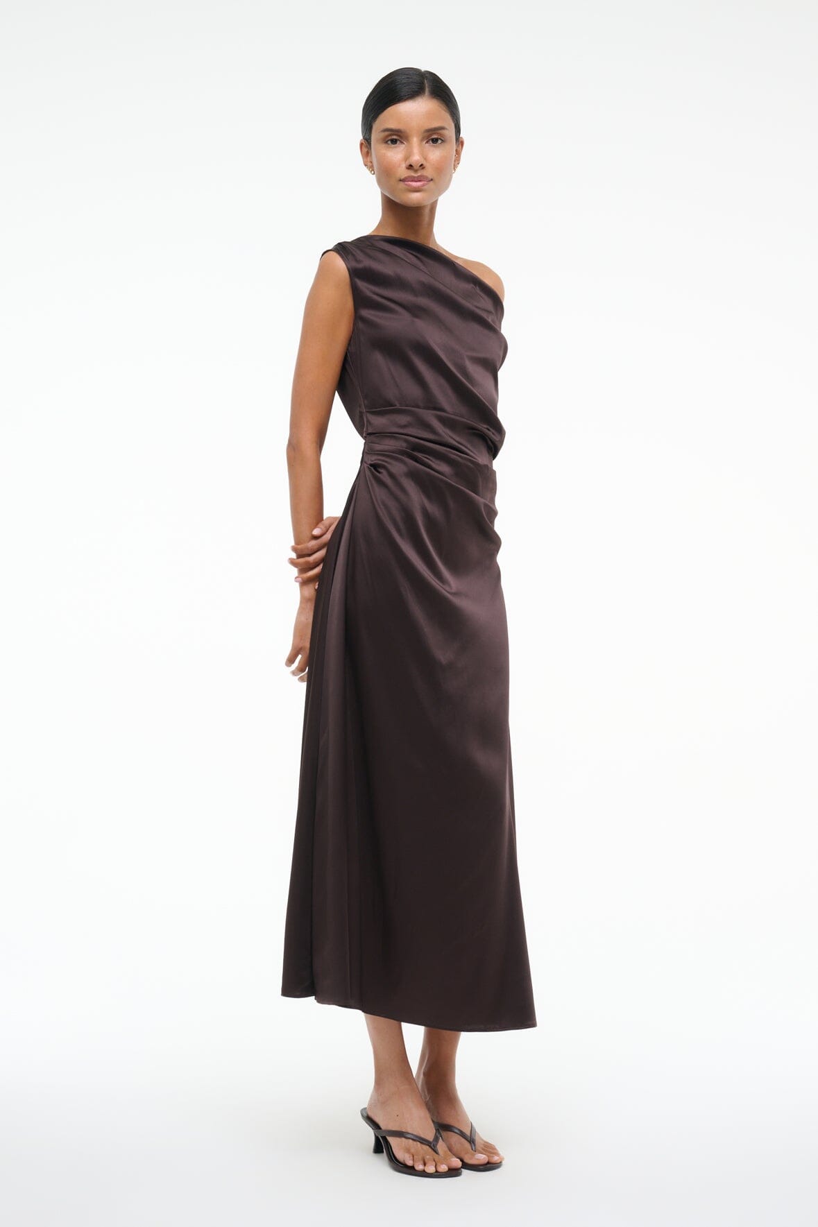STAUD, Phare Silk Dress in Earth, Size 10
