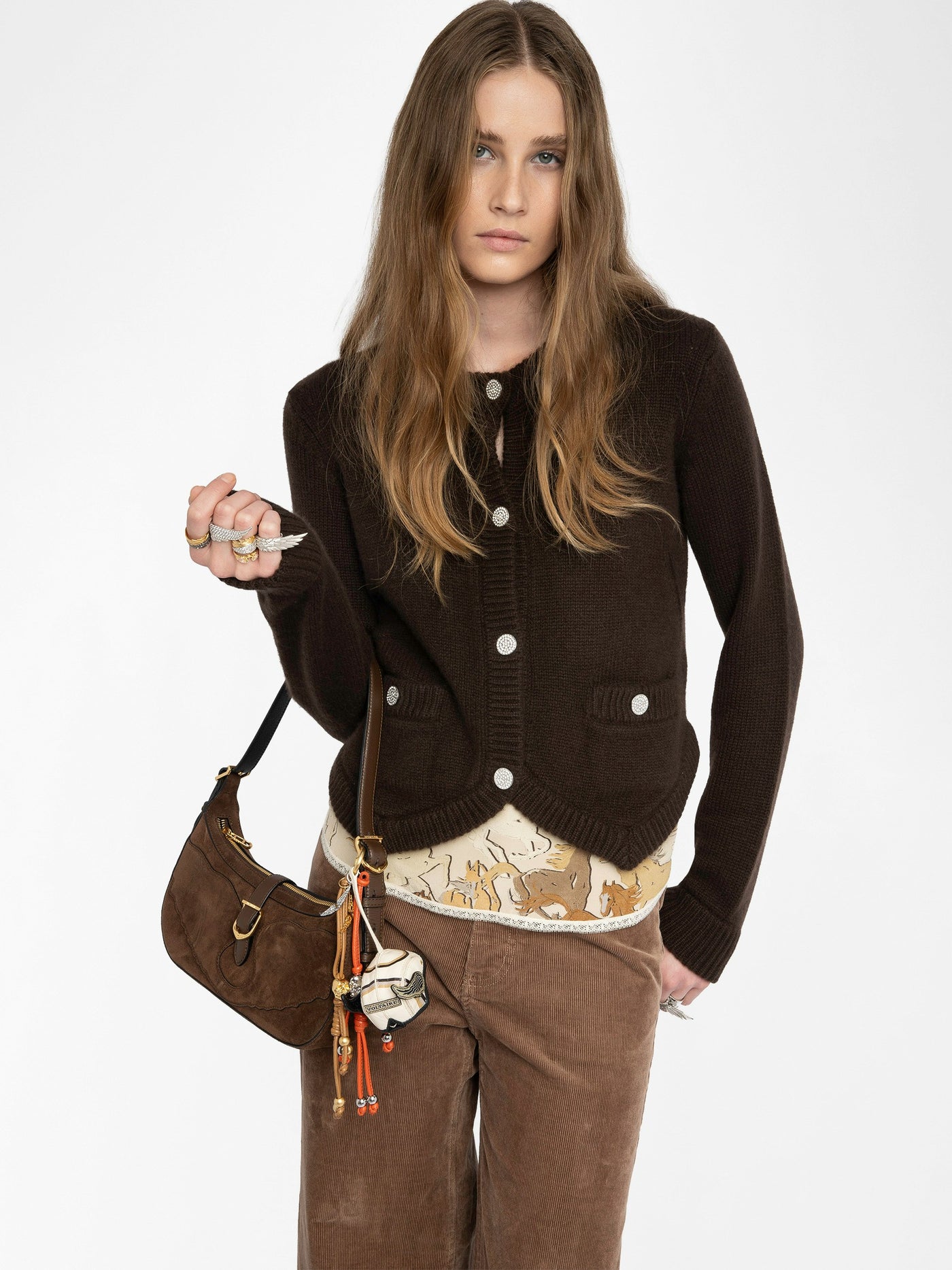 WESTIA CASHMERE CARDIGAN IN DARK CHOCOLATE