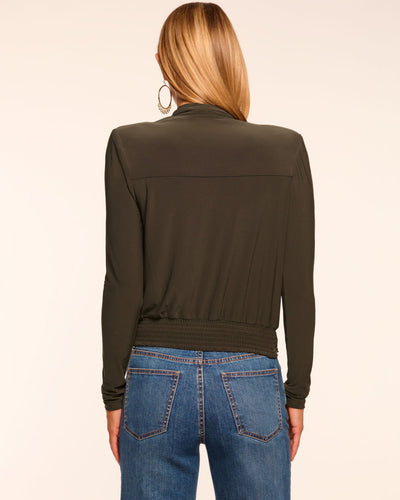 EDEN JERSEY COWL NECK TOP IN DEEP OLIVE