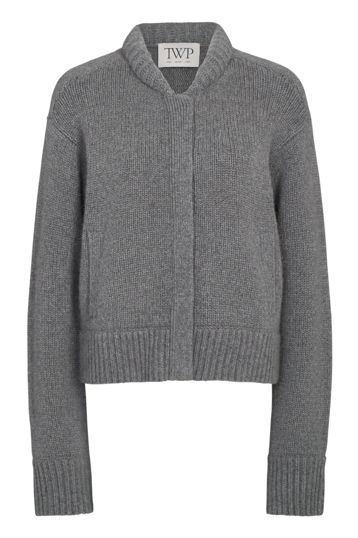 CONNOR CARDIGAN IN MEDIUM HEATHER GREY