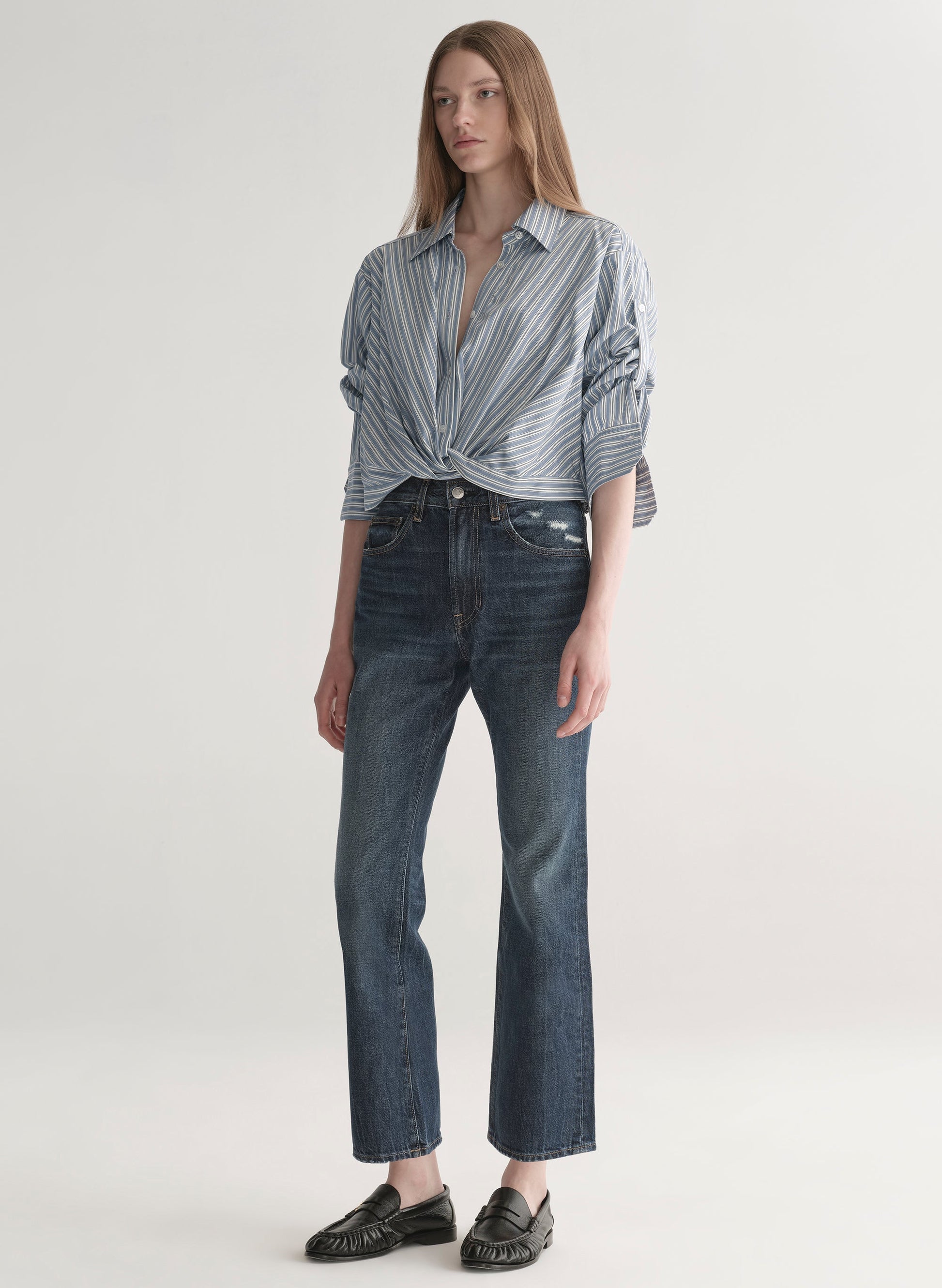A.L.C Leo Striped Cotton Shirt at Romi Boutique