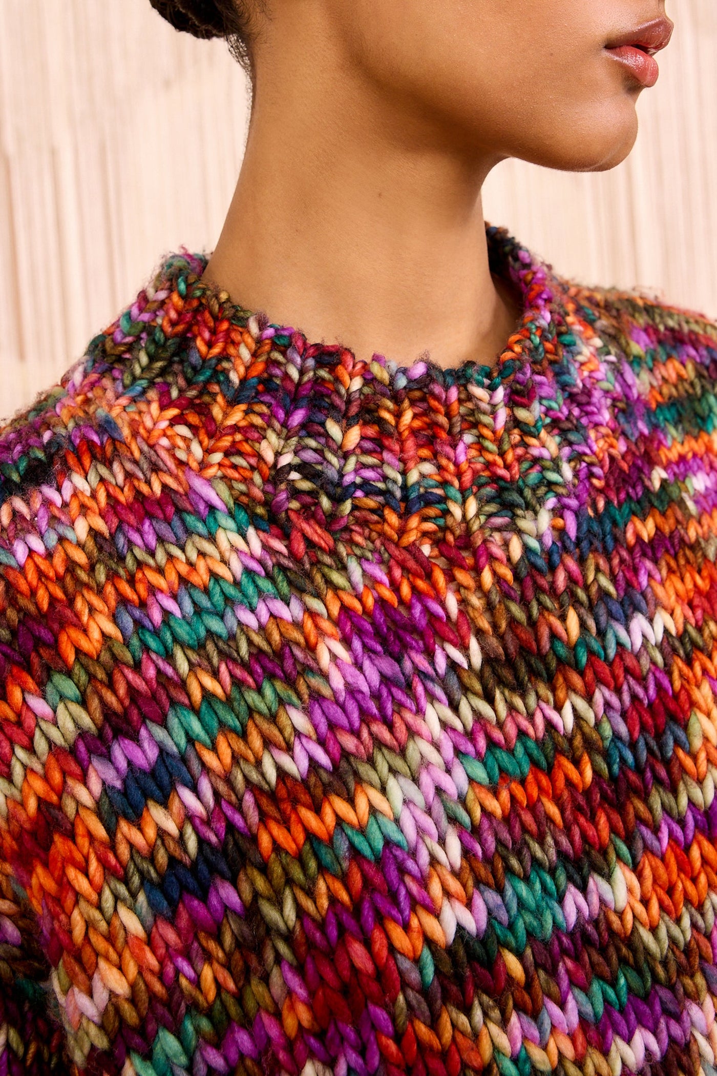 MAUDE MULTICOLOR KNIT PULLOVER IN QUARTZ