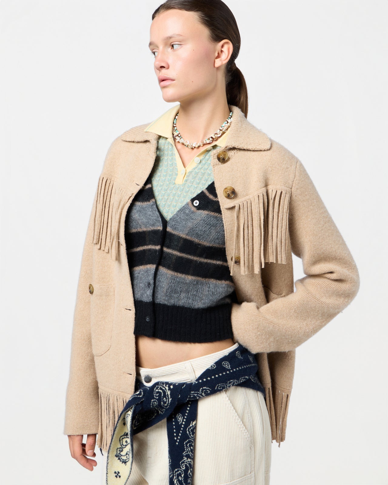 WESTERN FRINGE JACKET IN DUNE