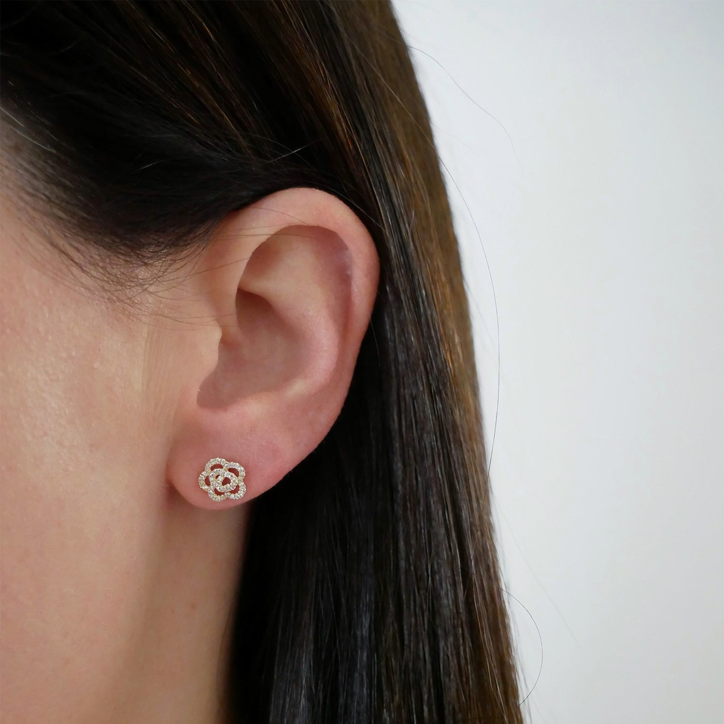 EF Collection Diamond Rose Stud Earrings at Romi Boutique