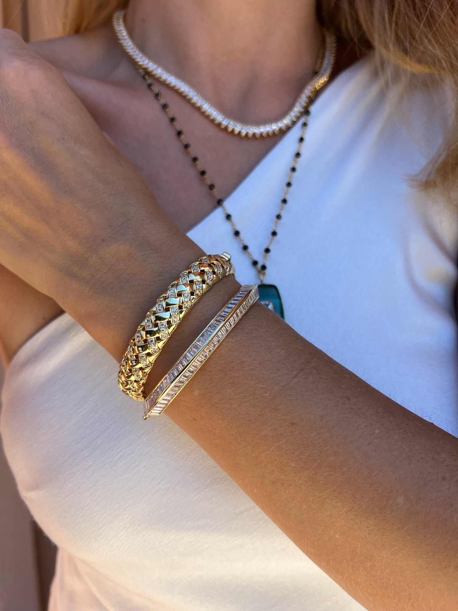Native Gem RAZOR EDGE BANGLE IN GOLD at Romi Boutique