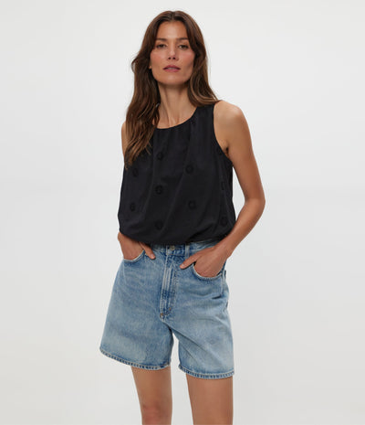 HAZEL EYELET BUBBLE TOP IN BLACK