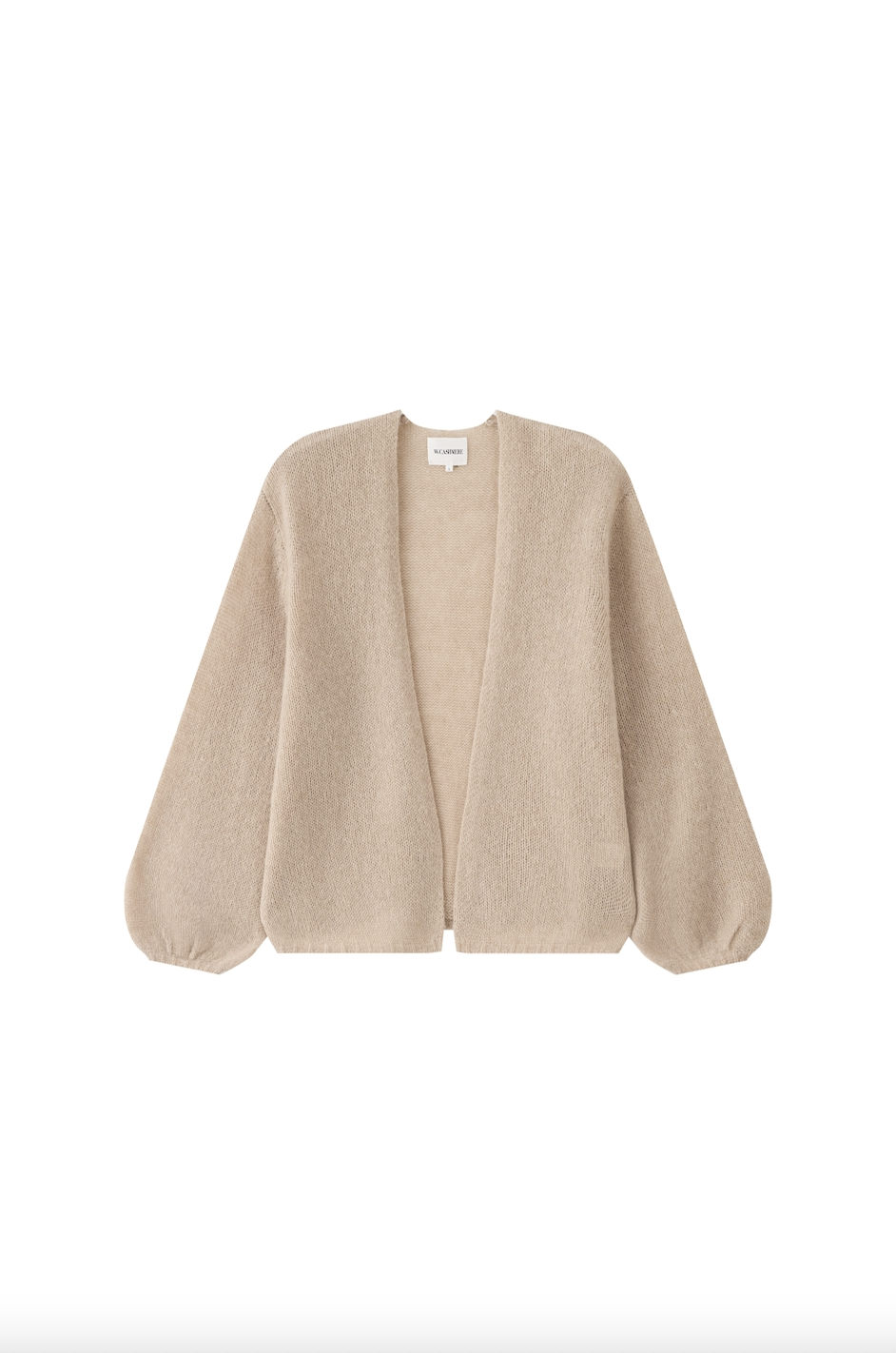 JUNIPER BALLOON-SLEEVE OPEN CARDIGAN IN JUTE