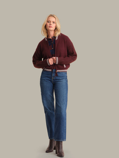 FLYNN CABLE SLEEVE BOMBER IN BOTTLE OXBLOOD MULTI