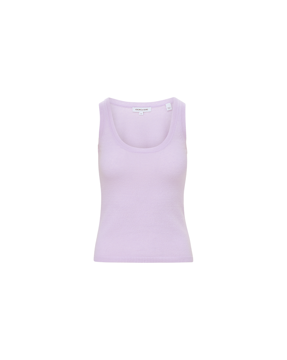 BIRKE CASHMERE SCOOPNECK TANK IN SOFT LILAC
