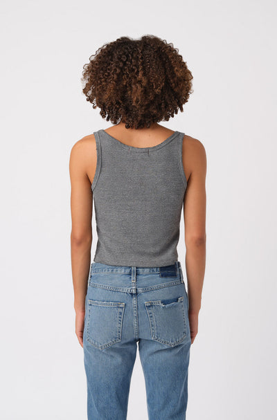 CROP RIB TANK IN HEATHER GREY - Romi Boutique