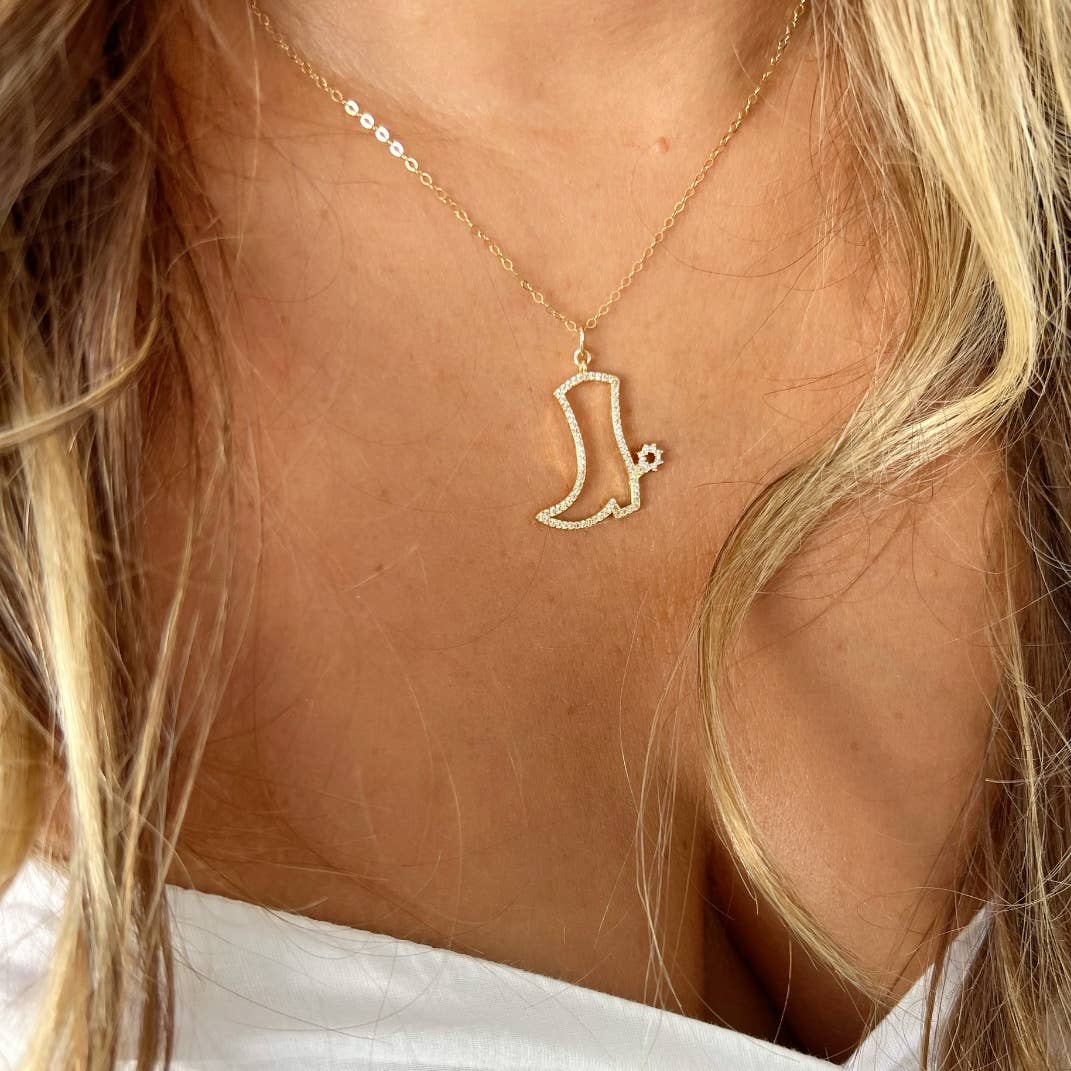 NASHVILLE COWBOY BOOT NECKLACE IN GOLD