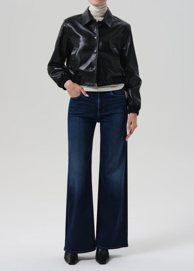 LOLA BOMBER RECYCLED LEATHER IN BLACK