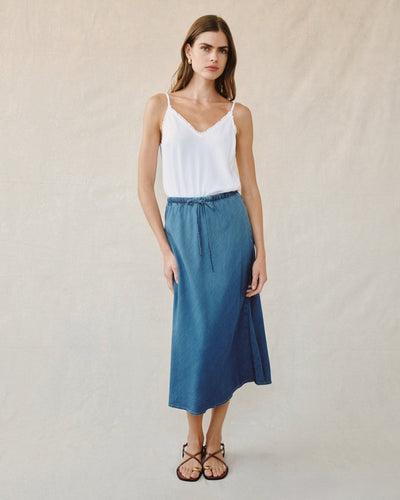 BIAS SKIRT W/ TIE IN MOONLIT WASH