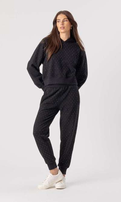 RUEL CRYSTAL SWEATPANTS IN BLACK