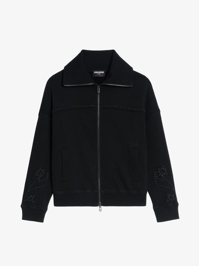 MILLY ZIP UP SWEATSHIRT IN BLACK