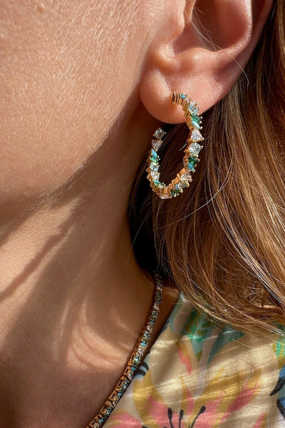 VIENNA MINI HOOPS IN GREEN OPAL