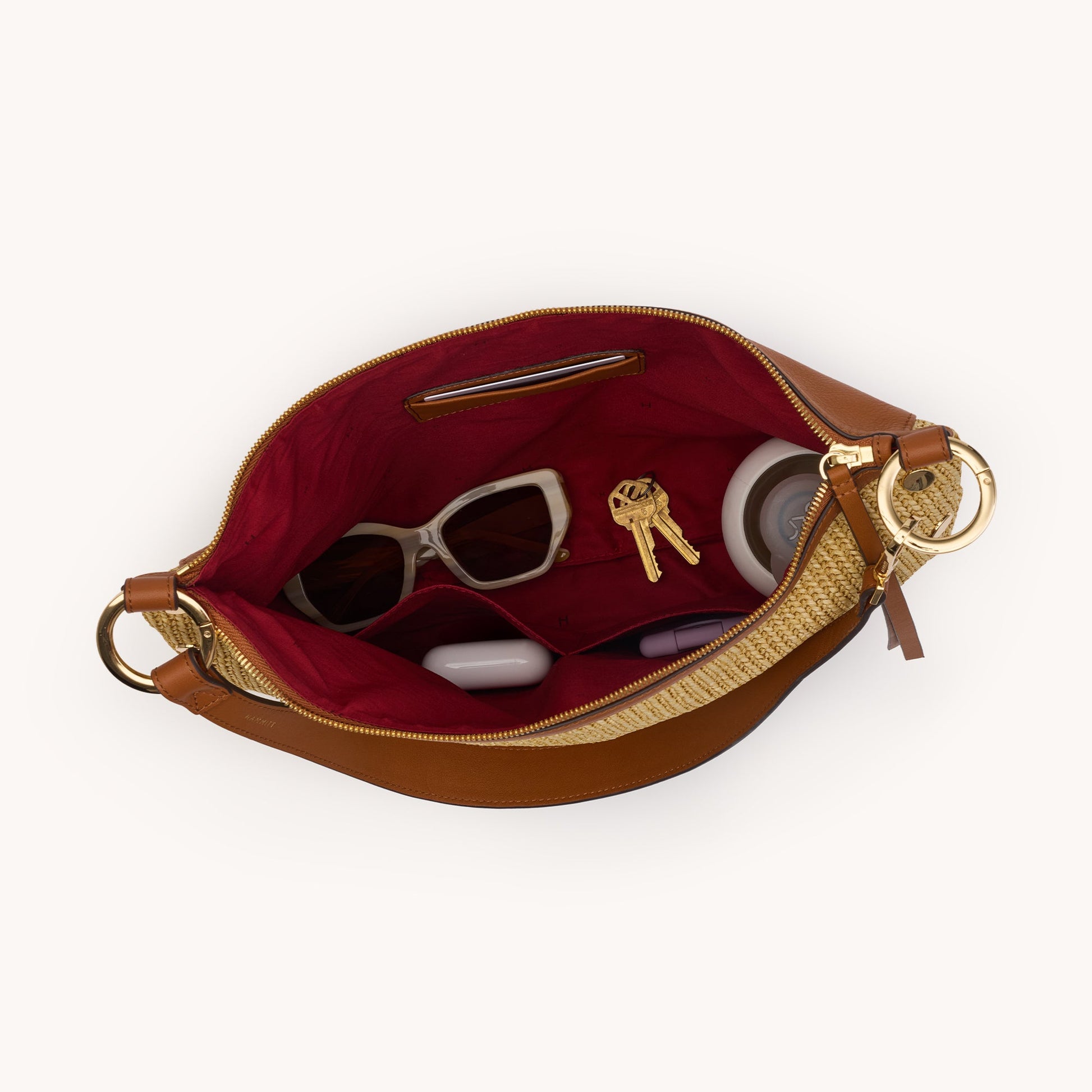 Hammitt KYLE LARGE IN COCOA RAFFIA/GOLD at Romi Boutique