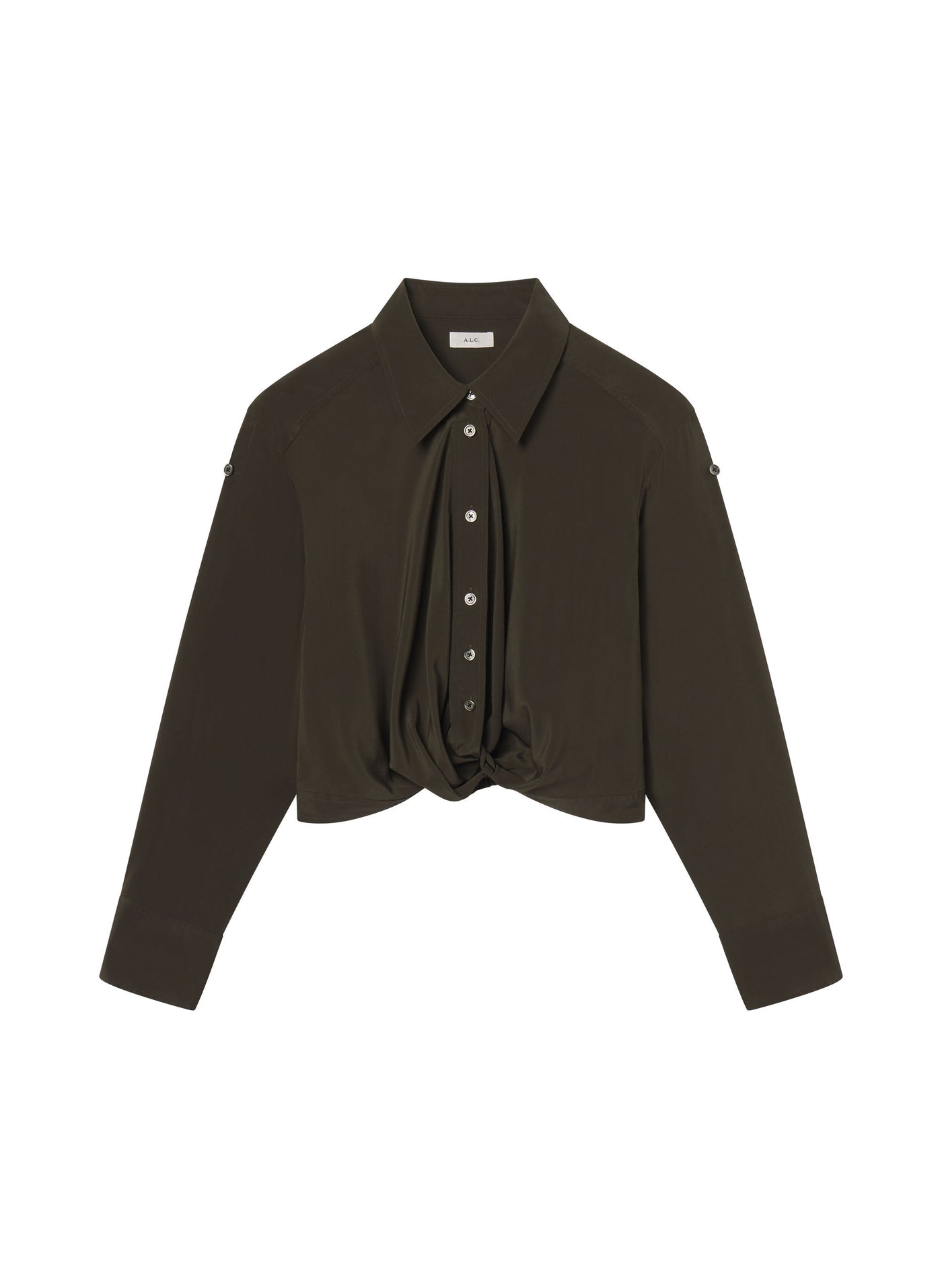 LEO SILK TOP IN OLIVE BROWN