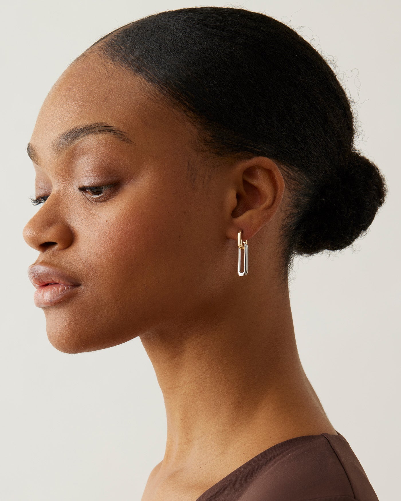 TEENI DETACHABLE LINK EARRINGS IN TWO-TONE - Romi Boutique