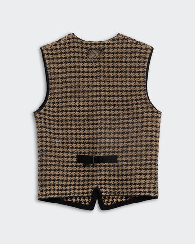 HOUNDSTOOTH TAILORED VEST IN BLACK/DUNE