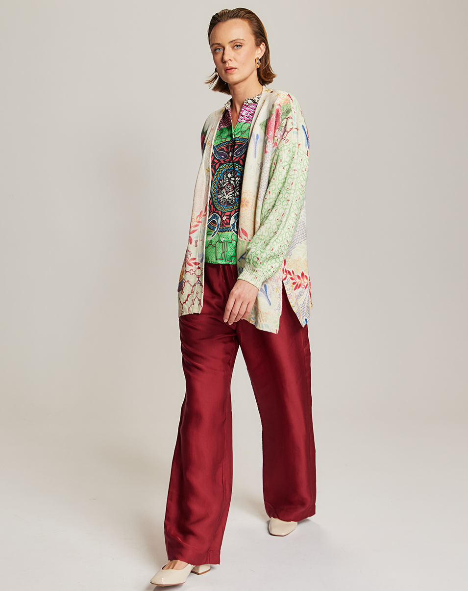 Me369 LIV LONG PRINTED CARDIGAN at Romi Boutique
