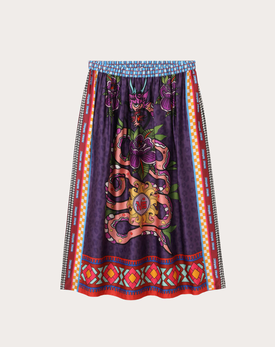 VANESSA PRINTED MIDI SKIRT IN DRAGON