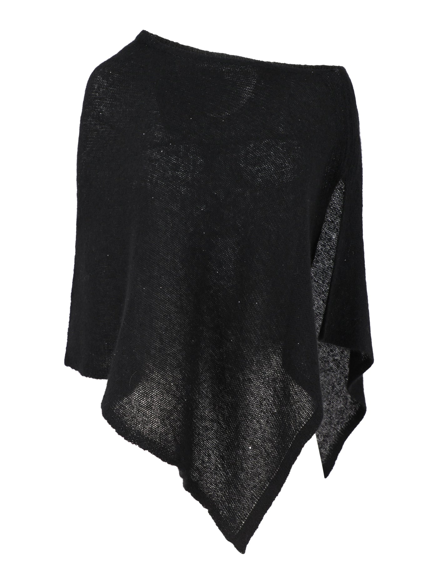 SEQUIN CROPPED PONCHO CAPELET IN BLACK