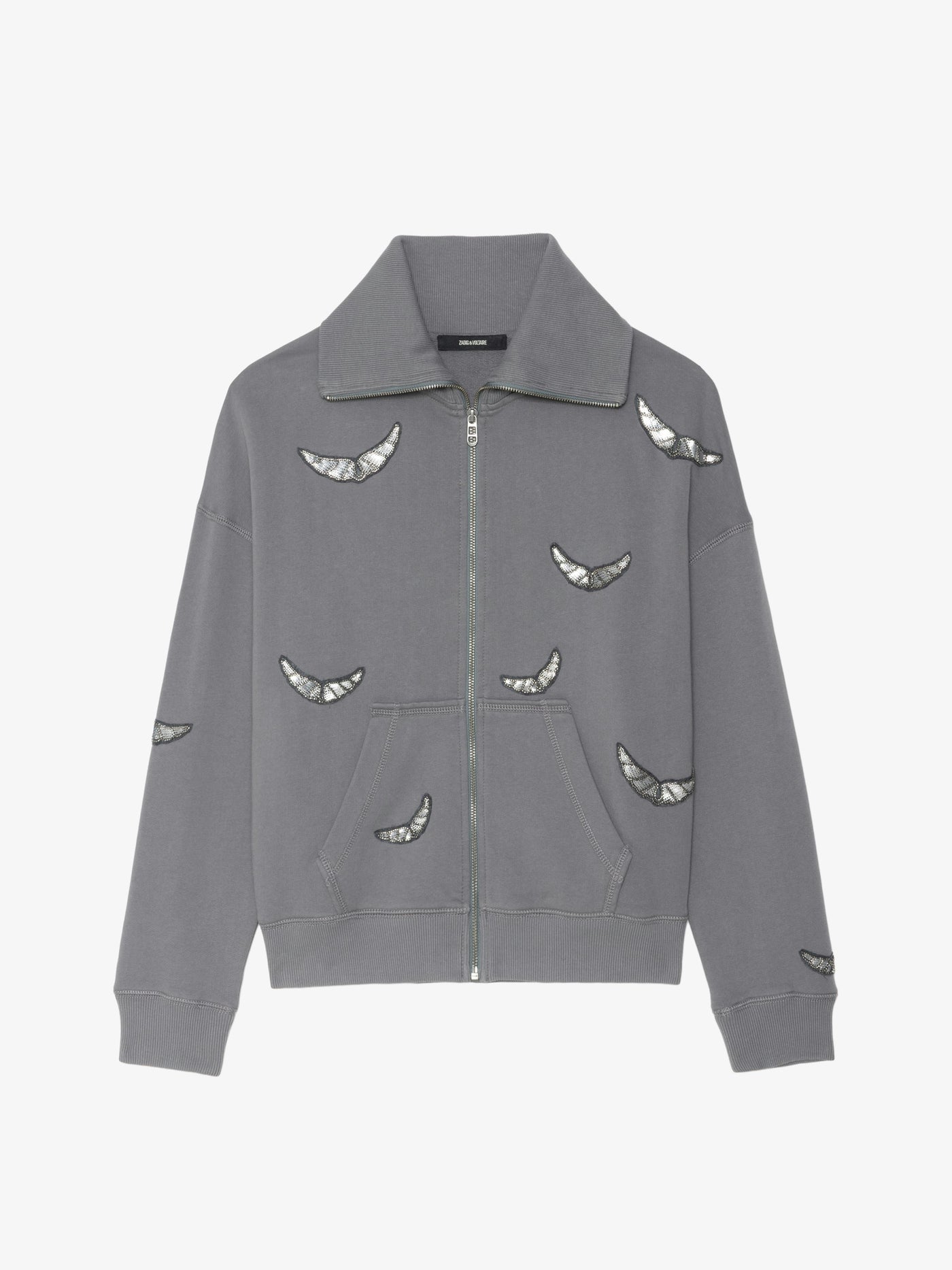 MILLY ZIP UP SWEATSHIRT IN MEDIUM GREY