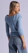 Minnie Rose CASHMERE POINTELLE OFF SHOULDER W/ TIER at Romi Boutique