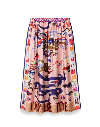 JOY PRINTED MIDI SKIRT IN DRAGON