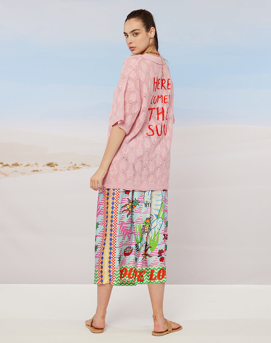 Me369 ELIZABETH PRINTED MIDI SKIRT at Romi Boutique