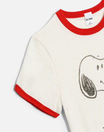 60S SLIM RINGER TEE SNOOPY IN VINTAGE WHITE W/ CRIMSON