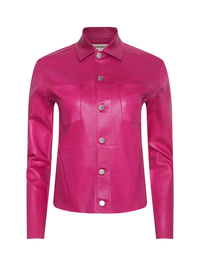 JANELLE SLIM RAW JACKET IN PINK COATED