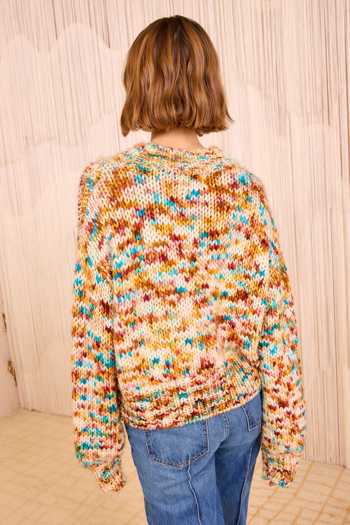 MAUDE MULTICOLOR KNIT PULLOVER IN OPAL