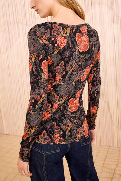 ARIS JERSEY LONG SLEEVE U-NECK TOP IN NIGHT LILY