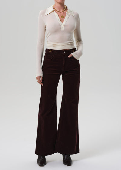 KIMBERLY FLARE W/ HORSEBIT CORDUROY IN MAHOGANY