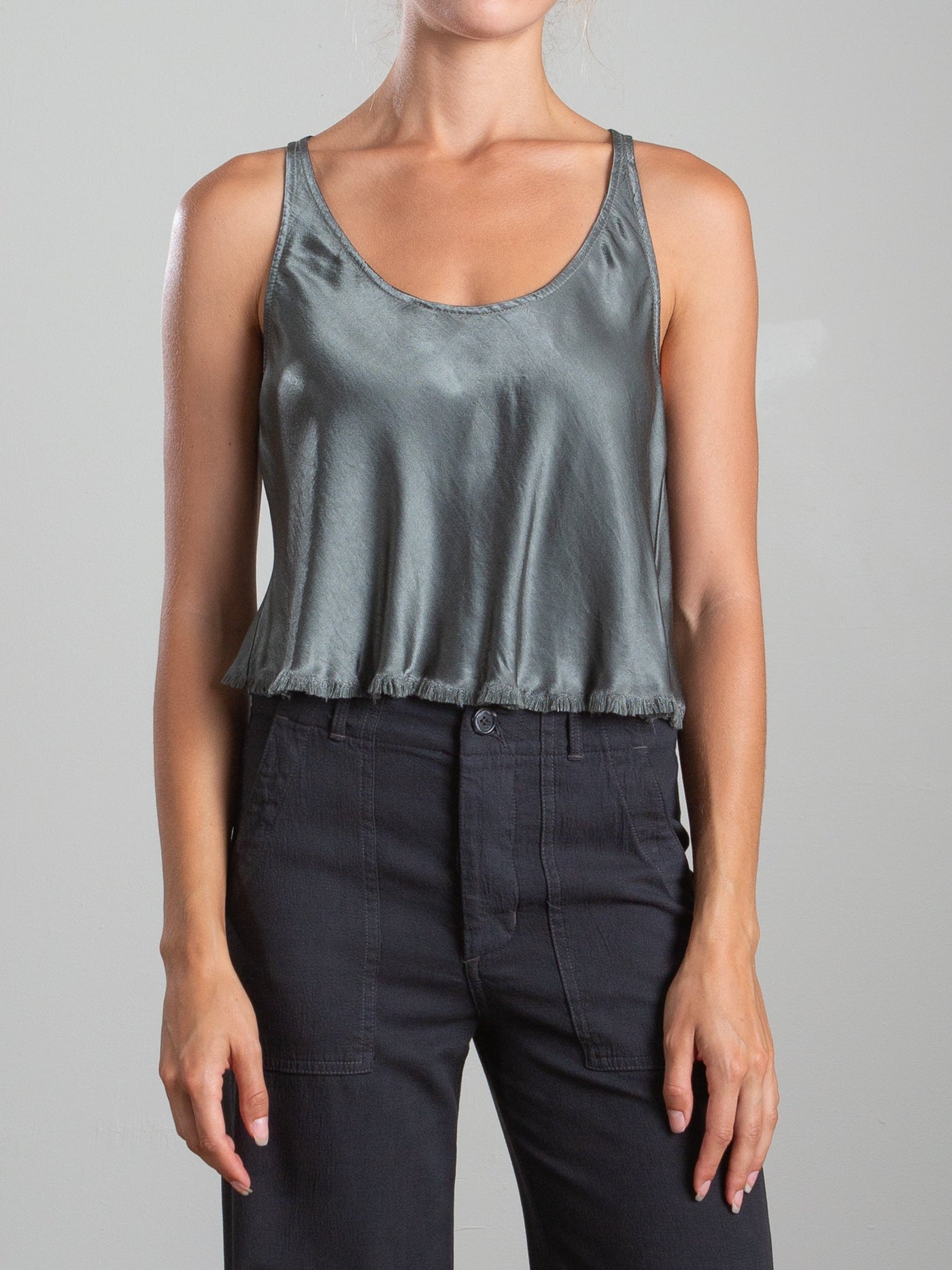 MAGGIE TANK IN VINTAGE SATIN NORI
