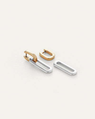 TEENI DETACHABLE LINK EARRINGS IN TWO-TONE - Romi Boutique