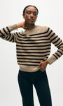 White & Warren CASHMERE STRIPED CREWNECK at Romi Boutique