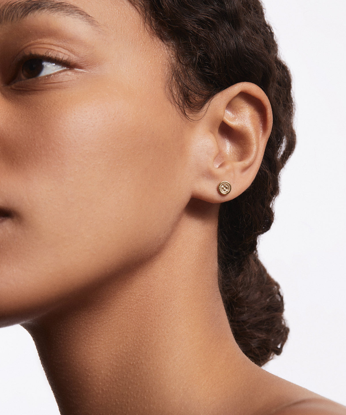 Anna Beck Classic Smooth Border Mini Stud Earrings in Gold at Romi Boutique