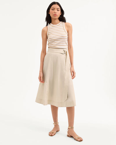 JORDYN CROPPED TANK TOP IN KHAKI/WHITE