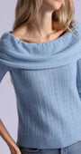 Minnie Rose CASHMERE POINTELLE OFF SHOULDER W/ TIER at Romi Boutique