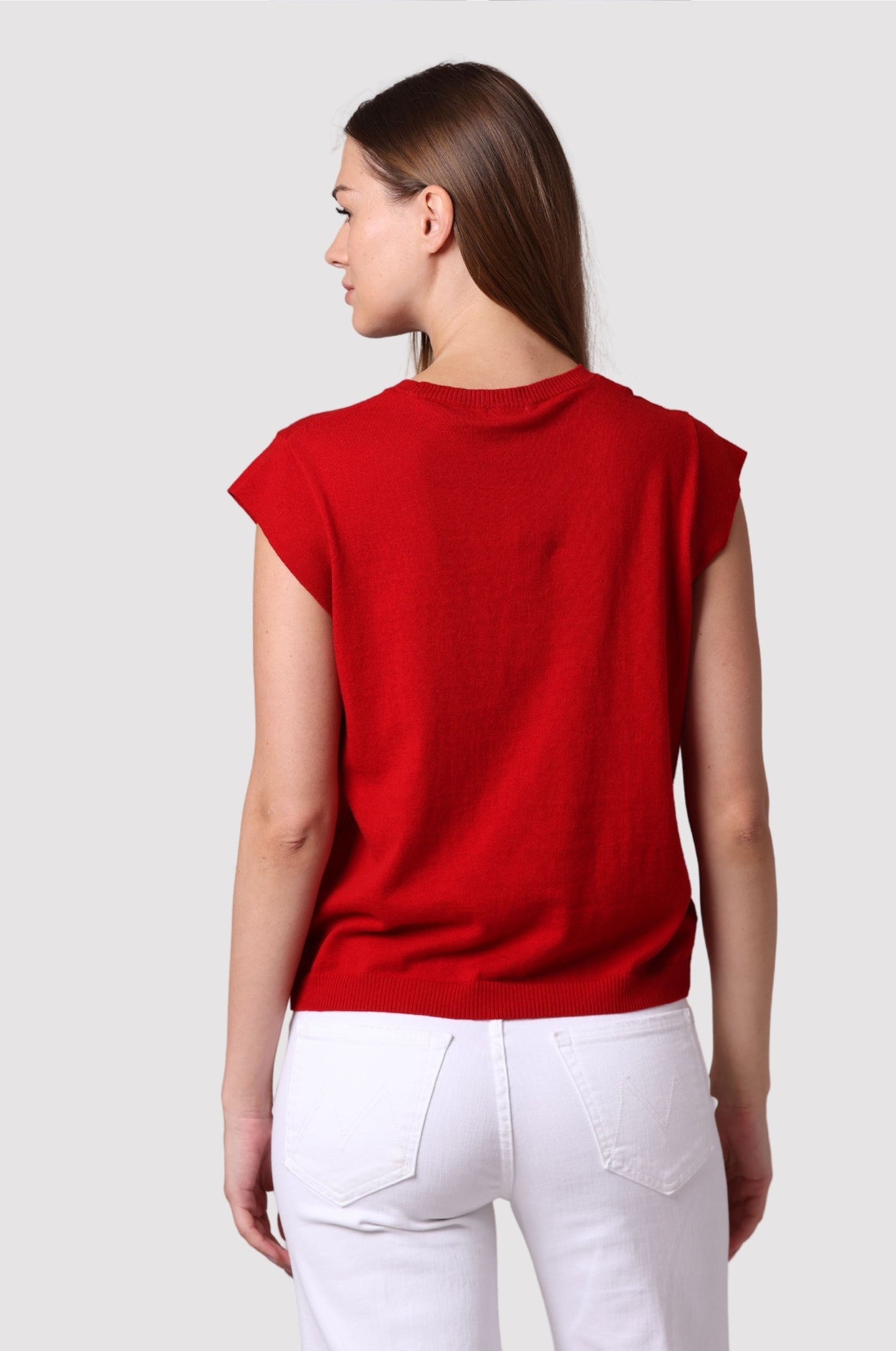 COTTON CASHMERE SOLEIL FOIL PRINT TEE IN LAVA RED - Romi Boutique