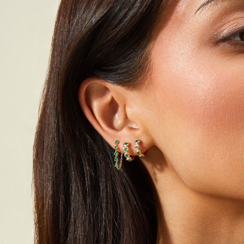 EF Collection Emerald Pillow Huggie Earring at Romi Boutique
