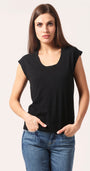 Minnie Rose SUPIMA SCOOP NECK CAP SLEEVE TOP at Romi Boutique